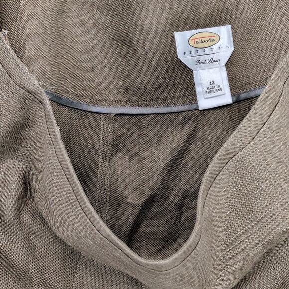Vtg Talbots Brown Irish Linen A-Line Midi Skirt, Sz 12 Petite Academia Classic - Picture 4 of 6